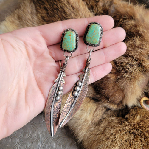 Copper Feather Earrings