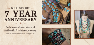 Promotional banner for 7 year anniversary sale | BOGO 50% off until Sunday, March 22 at 11:59 pm CST | Texanna Belles