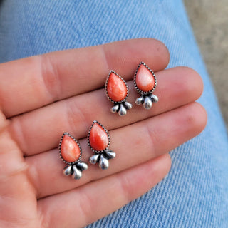 Red Spiny Charm/Studs Set - Vivian