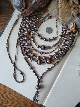 Copper Pearl Tassel Necklace