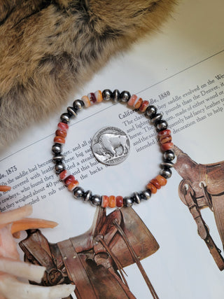 6-7mm Orange Spiny Pearl Bracelet