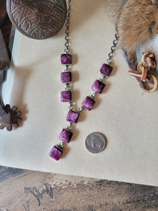 Perry Lariat Necklace - Purple Spiny Oyster