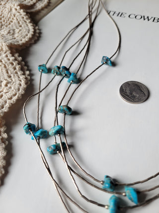 The Sandy Liquid Silver Necklace - 5 Strand - Vintage