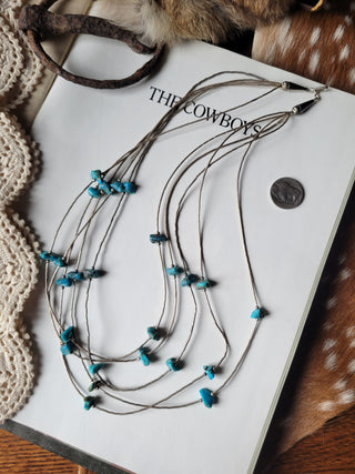 The Sandy Liquid Silver Necklace - 5 Strand - Vintage