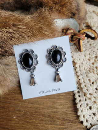 Black Onyx Blossom Earrings
