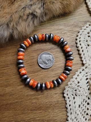 The Hank Jr. Saucer Bracelet - Orange Spiny
