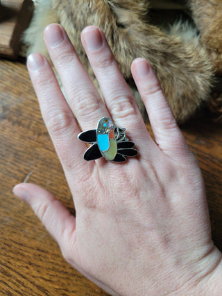 Zuni Inlay Hummingbird Ring - Sz 6.25