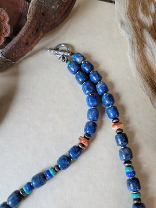 The Lorraine Lapis Necklace - Orange Spiny & Kingman