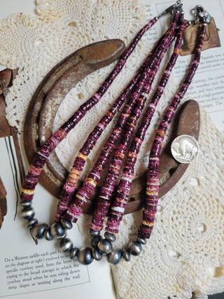 Purple Spiny Oyster Heishi Necklace