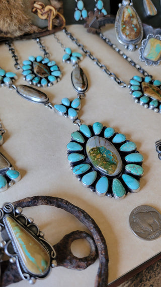 The Dominic Cluster Lariat Set - Royston Ribbon & Carico Lake