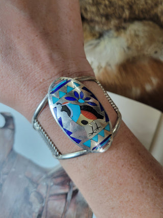 The Red Bluff Quail Cuff - Zuni Inlay