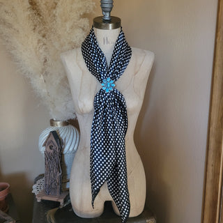 36" - Black/White Dot Silk Wild Rag