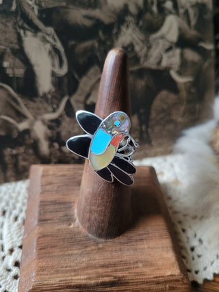 Zuni Inlay Hummingbird Ring - Sz 6.25
