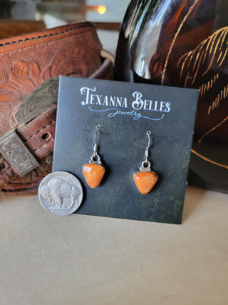 Georgia Peach Dangle Earrings - Orange Spiny Oyster