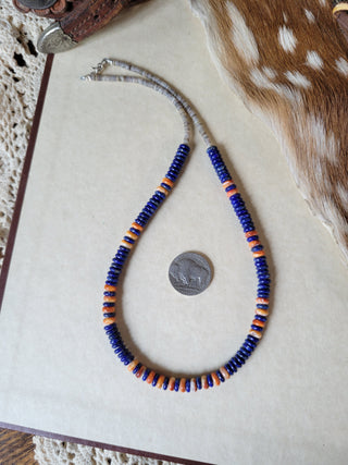 The Haven Necklace - Lapis x Orange Spiny