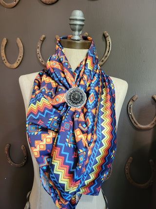 Blue Aztec - Silk Wild Rag