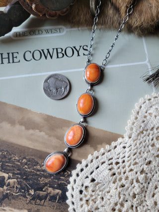 The Bandera Drop Necklace - Orange Spiny