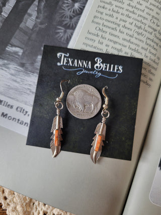Orange Spiny Feather Dangles