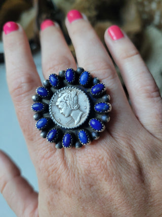 Lapis Dime Cluster Ring - Sz 6.5