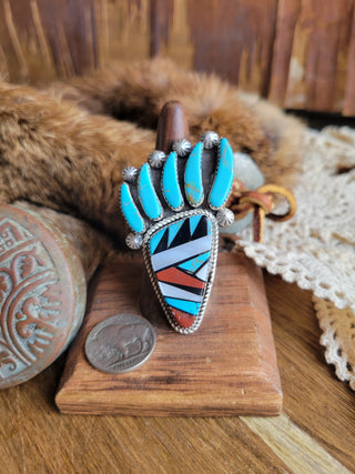 The Livingston Bear Paw Inlay Ring - Sz 9