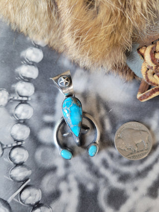 The Crosby Naja Pendant - Chimney Butte - Morenci Turquoise