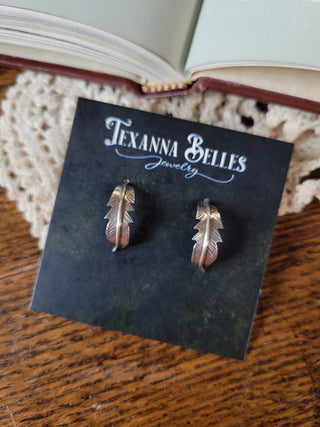Sterling Feather Half Hoops