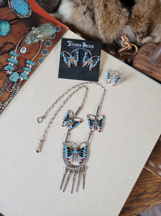 The Huxley Inlay Butterfly Necklace Set - 3pc