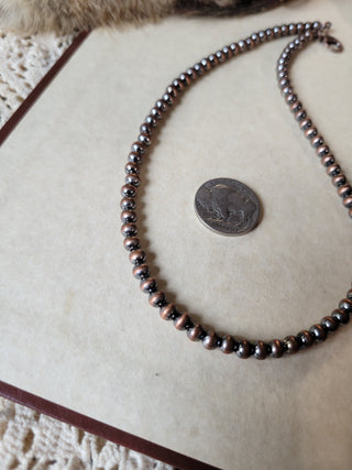 5mm Copper Pearl Necklace - 16"