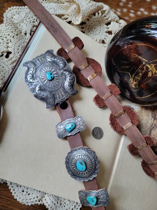Dan Morgan Concho Belt - Kingman Turquoise