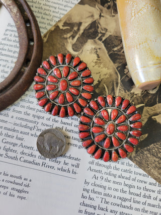 The Darlene Cluster Studs - Apple Coral