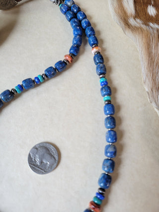 The Lorraine Lapis Necklace - Orange Spiny & Kingman