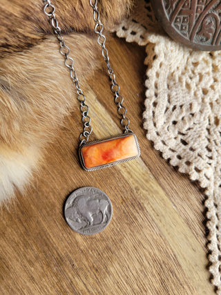 Orange Spiny Bar Necklace