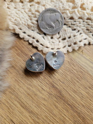 Orange Spiny Heart Studs - B