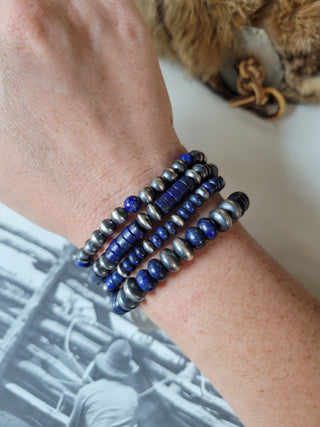 6mm Lapis & Pearl Stretch Bracelet