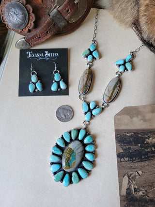 The Dominic Cluster Lariat Set - Royston Ribbon & Carico Lake