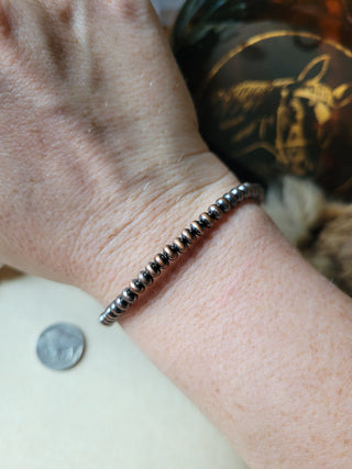 5mm Copper Saucer Pearl Bracelet - Stretchy