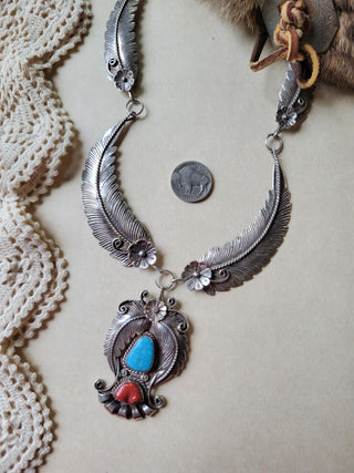 The Eleanor Necklace - Coral & Turquoise - Vintage