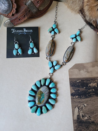 The Dominic Cluster Lariat Set - Royston Ribbon & Carico Lake