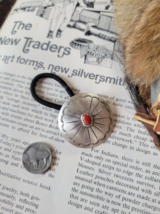 The Keyton Concho Hair Tie - Coral