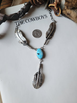 The Dolly Feather Lariat - White Water Turquoise