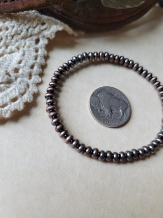 5mm Copper Saucer Pearl Bracelet - Stretchy