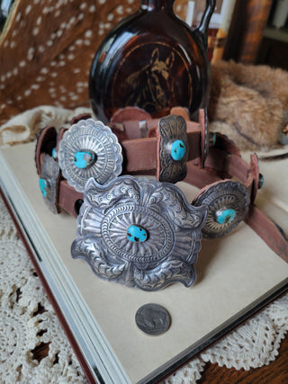 Dan Morgan Concho Belt - Kingman Turquoise