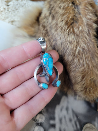 The Crosby Naja Pendant - Chimney Butte - Morenci Turquoise