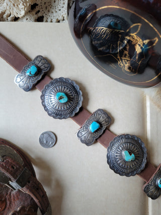 Dan Morgan Concho Belt - Kingman Turquoise