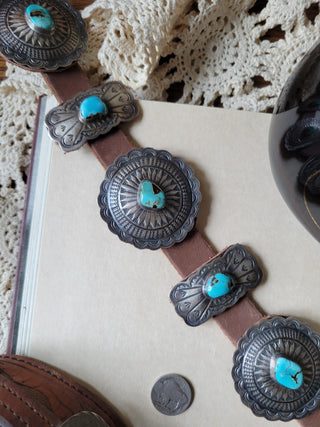 Dan Morgan Concho Belt - Kingman Turquoise