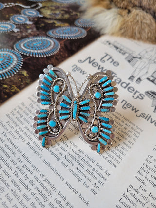 The Marceline Needlepoint Butterfly Ring - Kingman - Adjustable