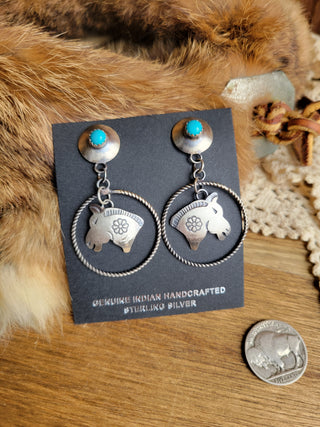 Flower Pony Concho Hoop Earrings - Kingman