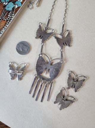 The Huxley Inlay Butterfly Necklace Set - 3pc
