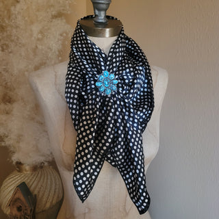 36" - Black/White Dot Silk Wild Rag