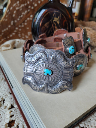 Dan Morgan Concho Belt - Kingman Turquoise